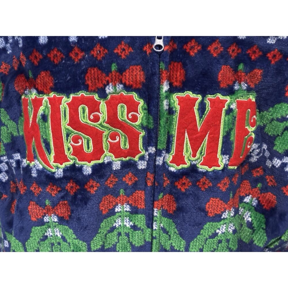 Mens Kiss Me Mistletoe Christmas Minky Fleece Union Sleeper Pj’s Drop Pant Sz XL - Picture 5 of 6
